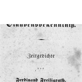 Titelblatt „Das Glaubensbekenntnis“ von Ferdinand Freiligrath